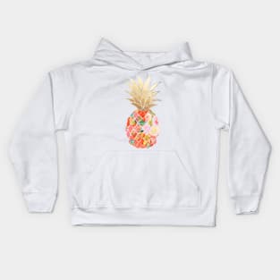 Aloha pineapple, orange + faux gold Kids Hoodie